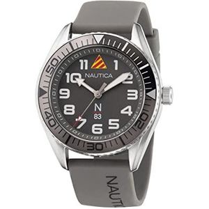 Nautica Mannen Quartz Horloge Met Siliconen Band NAPFWF202, Grijs, strip