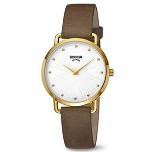 Boccia Dames analoog kwarts horloge met echt lederen armband 3314-02