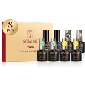 ROSALIND Base Coat Top Coat UV Nagellak Set, 8 stuks Nail Primer en Dehydrator voor Gel Nagels, Soak-Off UV/LED Matte en Glitter Top Coat Nail Art Manicure Set