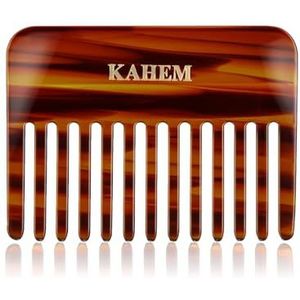 KAHEM Handgemaakte kam met brede tanden voor krullend haar. Kleine kam met brede tanden voor lang en kort haar ontklitter kam voor nat en droog. Professionele haarsnijkammen - 3,74 inch