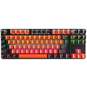 ABHI Mechanisch Gaming Toetsenborden met RGB Achtergrondverlichting Bedraad Toetsenbord 87 Toetsen Toetsenbord voor PC Gamers - Oranje-zwart
