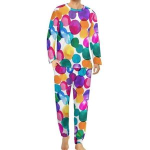 Kleurrijke Spot Aquarel Mannen Pyjama Set Lounge Wear Lange Mouw Top En Onderkant 2 Stuk Nachtkleding