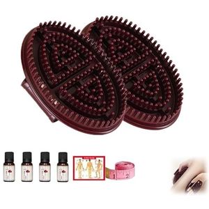 Meridian Brush Massage Brush, Beauty Salon Professional Custom Meridian Brush, Meridian Brush Massage Body Brush,Meridian Massage Brush,Full Body Relaxation Comb (Brown,2pcs+4pcsessential oil)