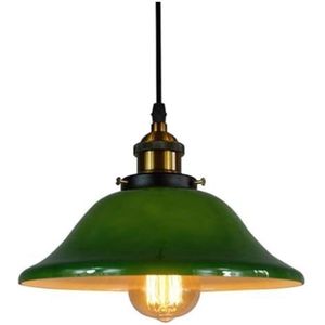 Hanglamp Hanglamp, Hanglamp Restaurant Hanglamp Industrieel Messing Lamphouder E26 Kroonluchter Retro Groen Emaille Glazen Bloemenkap Hanglamp(19cm)