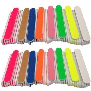 Mini nagelvijlen en buffers, helder, kleurrijk, diverse salonborden, gemaakt in de VS, 3,5 inch lang bij 3/4 inch breed (100 stuks)