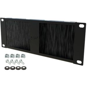 Stalflex Borstelplaat voor server rack 10 inch 2u - montage in kast rack van metaal voor zware toepassingen - kabeldoorvoer met geïntegreerde bureau-organizer