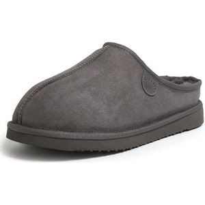 Fireside by Dearfoams Grafton Shearling Clog Slippers voor heren, Grijs massief, 44.5 EU