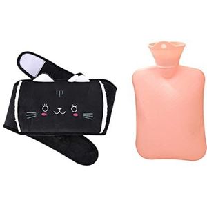 Mini warmwaterkruik, warmwaterkruik schattige kattenriemset, rubberen fles voor pijnverlichting en warmte (maat : B) (Maat: B)