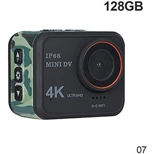 4k ultra Hd WiFi Action Camera, 48mp 1.54 inch scherm 4K videocamera, 170D 10 m waterdichte sporten DV, Helmcamera met 12 8 GB Kaart(Color:128GB,Size:Verde)