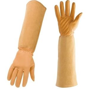 Ademende Handschoenen Bloemenprint Kunstleer Tuinhandschoenen For Dames Antislip Schoonmaakhandschoenen Tuinhuishoudhandschoenen (Color : Khaki)