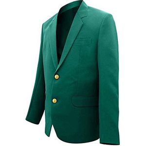 Suiting Style Golf Sportswear Masters Groene Katoenen Blazer - Gouden Knop Slim Fit Traditionele Jas voor Heren, Groen, 3XL