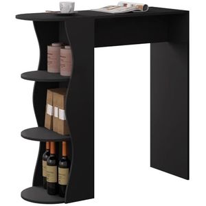 WOLTU BT48sz statafel, bistrotafel, keukentafel, toontafel, met 3 planken, smalle tafel voor bar, bistro, keuken, woonkamer, eetkamer, 110 x 107,5 x 40 cm, zwart