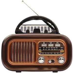 GOEDCH Retro radio met Bluetooth: AM/FM/SW radio, nostalgische radio met zonne-oplaadfunctie + 5W luidspreker, draagbaar multimediasysteem voor thuis, outdoor, camping en noodgevallen