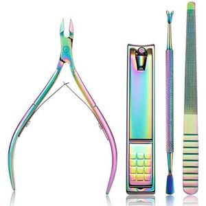Wangyaohan Nagelriemtrimmer met nagelriemduwer - 4-delige roestvrijstalen nagelknipper set, nagelriemsnijder, nagelverzorgingsgereedschap