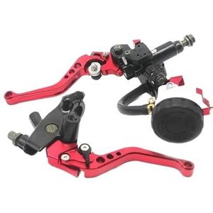 Universele 7/8"" 22mm Motorfiets Koppeling Rem Hoofdcilinder Reservoir Hendels Kit Vloeistofreservoir Set Koppelingremhendel(Red set)