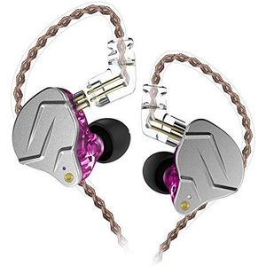 J&R KZ ZSN Pro Metalen Oortelefoon 1BA+1DD Hybride technologie HIFI Bass Oordopjes In Ear Monitor Hoofdtelefoon Sport Ruisonderdrukking Headset (GEEN Microfoon, Paars)