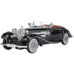 legering auto model speelgoed Voor merc&edes Benz 500K Klassieke Vintage Auto 1/24 Speelgoed Diecast Legering Miniatuur Model Geluid Licht Collectie Gift (Color : Black)
