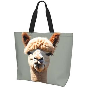 MYGANN Alpaca Avatar Vrouwen Grote Capaciteit Schouder Waterdichte Boodschappentas Voor Dagelijkse Reizen Gift Bag, Zwart, Eén maat