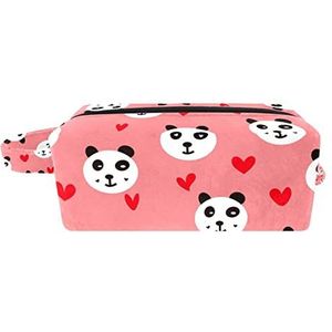 Cosmetische tas,kleine handtas make-uptas voor damesportemonnee,Roze en liefde Panda,make-uptasjes voor op reis