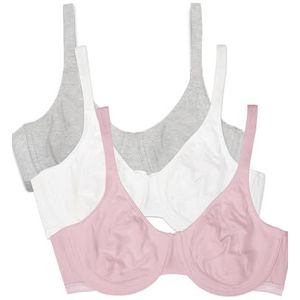 Fruit of the Loom Women's Cotton Stretch Extreme Comfort Bra, Bittersweet Pink/White/Grey Heather, 40DD