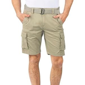 riverso RIVJoko Cargoshorts voor heren met riem, regular fit, korte broek, zomer, stretch, marineblauw, beige, groen, grijs, S, M, L, XL, XXL, 3XL, 4XL, 5XL, beige, M