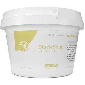 Fatima's Garden Zwarte Zeep met Arganolie - Exfoliërende Reiniger, 450g