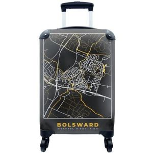 MuchoWow® Koffer - Bolsward - Black and Gold - Stadskaart - Kaart - Plattegrond - Past binnen 55x40x20 cm en 55x35x25 cm - Handbagage - Trolley - Fotokoffer - Cabin Size - Print