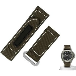 dayeer Nylon Canvas Band Voor Panerai Lumino PAM01118 01661 Zwart Blauw Horlogeband Armband 24mm (Color : Army green-silver, Size : 24mm)