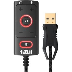 1Mii - USB Externe Geluidskaart - 7.1 Surround Sound - USB naar 3.5 mm Jack - Plug and Play