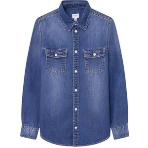 Pepe Jeans Portez Jr Shirt voor jongens, Blauw (Denim-ir3), 16 jaar