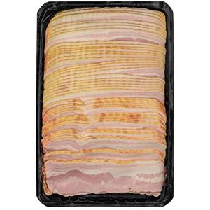 Food-United BACON ontbijtstuk PECK 1 kg Bacon-spekstrepen van gegaard varken-buikspek voor BLT-sandwich ontbijt spiegelei roerei hamburgers toppings tapas en ook voor het grillen barbecue (1000 g)