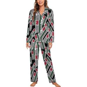 Amerikaanse Wales Vlag Lange Mouw Pyjama Sets Voor Vrouwen Klassieke Nachtkleding Nachtkleding Zachte Pjs Lounge Sets