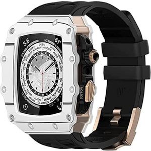 OFWAX Koolstofvezel Refit Horloge Case Cover Fluor Rubber Horlogeband, Voor Apple Watch Ultra 8 7 6 5 4 SE 44mm 45mm Modificatie Kit Frame Bezel Cover, For 6/5/4/SE 44mm, agaat