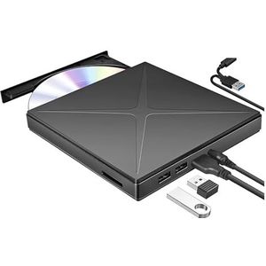 Externe optische drive, draagbare cd-/dvd-speler/brander for laptop, met USB 3.0-poort en TF-kaart Soepele werking