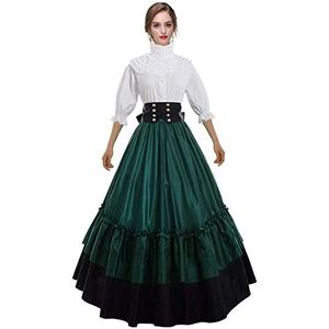 GRACEART Middeleeuws kostuum vrouwen Victoriaanse Vintage Retro Fancy Dress Suit (L, Groen)