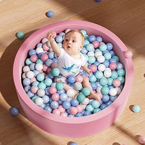 SUPFOO Schuimballenbak met 200 ballenbakballen, comfort en veiligheid van babyballenbak 35,4 x 11,8 x 1,9 inch, Bpa-vrije plastic ballenbak, kinderactiviteitencentrum, geschenken voor kinderen (roze,