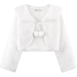 Bolerose Meisjes Knus Imitatiebont Voor kinderen Kinderen Bolero Shrug Jasje Omslag Jas (Wit, 3-4 Jaren)
