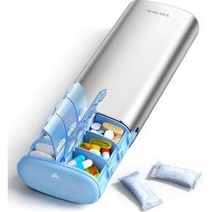 Vaydeer 7 dagen weekpillendoos (ondersteunt 2 keer per dag), metalen reipillendoos, pillendoos met grote inhoud voor voedingssupplementen, pillen, vitaminen en medicijnen