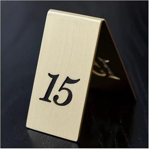 Tabelnummers, Tafelnummers, 1 stuk tafelnummers bureaubordjes hol dubbelzijdig stapelbaar rood koper en roestvrij staal 6,5 x, 4 cm(15)