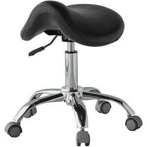 JAVPTAV Zadelkruk met wielen hydraulische rolkruk stoel verstelbare hoogte 49 cm-64 cm hygiënist tandarts professionele kruk, eenvoudig te installeren (zwart)
