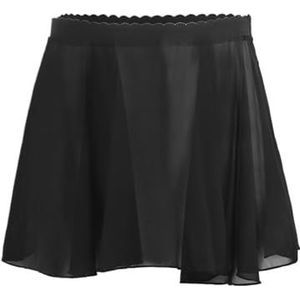 Chiffon rok voor dames, ballet-taille-tricot, chiffonrok, ballet-chiffon-wikkelrok, meisjes-ballet-chiffon-wikkelrok, dansrok voor peuters en kinderen, zwart, S for 90 to 135cm