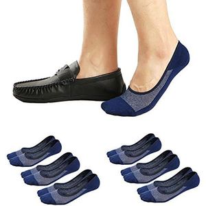 Ueither Heren No Show Sokken Onzichtbare Liner Loafers Sneakers Sokken Antislip, Marineblauw (6 paar), 39.5-43 EU