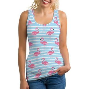Flamingo Tanktop voor dames, mouwloos T-shirt, pullovervest, atletische basic shirts, zomer bedrukt