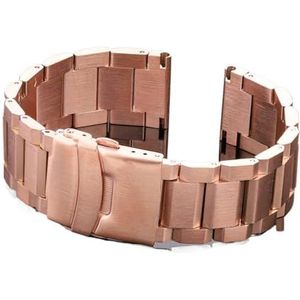 Rvs Horloge Band Strap Dames Mannen Metalen Horlogeband Link Armband 18mm 20mm 22mm 24mm Accessoires Zilver Rose Gold Zwart (Color : Rose Gold, Size : 22mm)