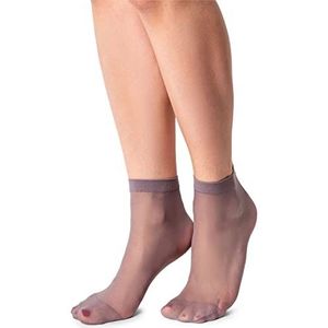 LORES Semi Sheer Womens Low Cut Sokken Onzichtbare Enkel Hoge Pop Nylon Zacht Comfort One Size 15 DEN 2 paar, Zilver, One size
