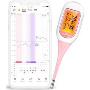 Easy@Home Slimme Basale Thermometer, Groot Scherm en Achtergrondverlichting, met Premom APP (iOS & Android)- Auto BBT Synchronisatie, Grafiek, Dekkingslijn & Qvulatietracking#BT-A31
