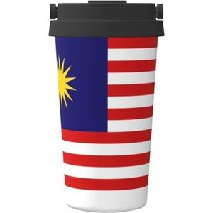 EdWal Maleisië vlag print 500 ml koffiemok, geïsoleerde campingmok met deksel, reisbeker, geweldig voor elke drank