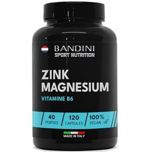 Bandini® Zink Magnesium ULTRA 120 Capsules (Extra Hoge Dosis), Zink + Magnesium + Vitamine B6 | Energie, Herstel, Spiermassa | Vermindert Vermoeidheid en Moeidheid, Voor Mannen en Vrouwen, Postworkout