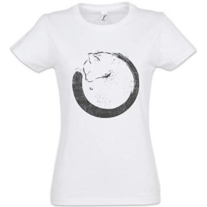 Urban Backwoods Cat Circle Dames T-Shirt Wit Maat L