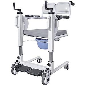 Transferhulpmiddel voor thuispatiëntenlift, transportrolstoel Handmatige lift met 180° gedeelde zitting, multifunctionele badstoel met potje